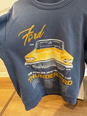 Ford Navy Sweatshirt with Yellow Thunderbird Graphic